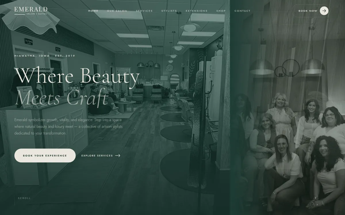 Emerald Salon & Suites website homepage