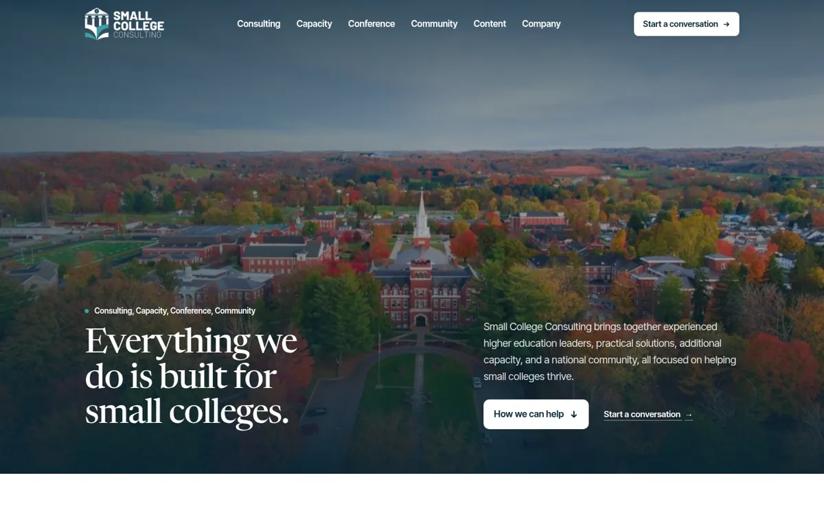 Small College Consulting website homepage